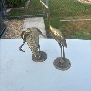 Elegant Brass Crane Figurines